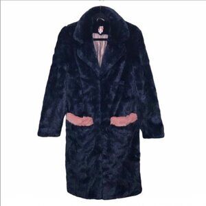 Shrimps Blue Pink Claude Faux Fur Coat US 4